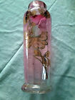 Jugendstil Vase , rose Glas, mundgeblasen, Hand bemalt, Frauenkopf