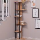 Corner Bookshelf with 5 Tier Wooden  Bookcase  Tall Storage Organizer