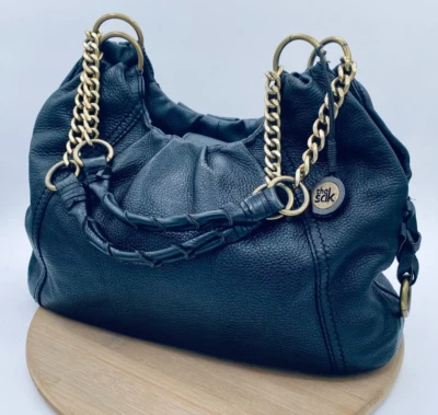 Cartera para mujer The Sak M cuero negro 3 bolsillos bolso de mano cartera cadena Foto 1 de 4