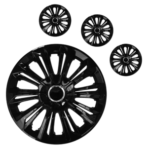 4x Wheel Trims Hubcaps Universal 15" Wheel Cover Hub Caps Trim 15 Inch BLACK STR - Picture 1 of 1