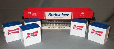 K-Line 6549 Budweiser Long Gondola w/ 5 Crate Ld. O/027 ga. wks w/ Lionel 1995 - Image 1 of 4