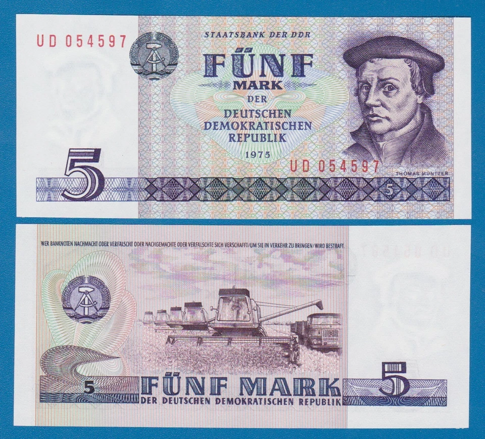 Alemania República Democrática 5 marcos P 27b 1975 (1987) UNC P 27 b Foto 1 de 1