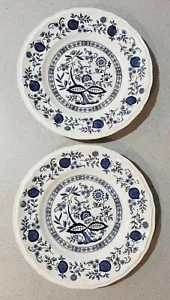 2 Kensington Staffordshire Coventry Blue Onion Ironstone Dinner Plates 10 1/2" - Picture 1 of 4