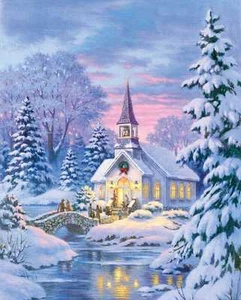 Chart Needlework Embroidery DIY Counted Cross Stitch Patterns - Village Chapel - Picture 1 of 5