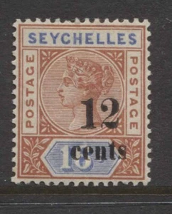 SEYCHELLES - 1893 QV 12c ON 16c DIE II RECARGO COMO NUEVO SG.17.  (REF.D353) - Imagen 1 de 1