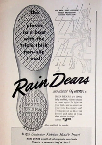 1954 Rain Dears Transparente Zapato Protección Lucky Sales Vintage Años 50 Anuncio Impreso - Imagen 1 de 3