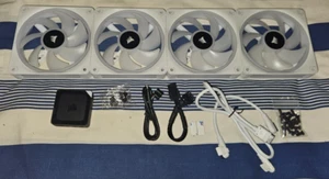 Set of 4x Corsair QX120 120mm RGB Fans Plus Corsair iCUE LINK HUB White Colour - Picture 1 of 1