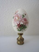 BEAUTIFUL FLORAL CERAMIC FINIAL FOR LAMP 2 1/2", BRASS, EGG-SHAPED