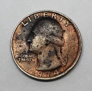 Error de capa revestida faltante del cuarto de Washington 1974 error - Imagen 1 de 6