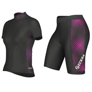 Women Cycling Top Jersey | Padded Shorts Set Bicycle Riding Lightweight Outfit - Picture 1 of 11