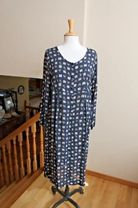 Putumayo Vintage Rayon Tie Back Midi Dress 1990s Black Tan Floral Sz M - Picture 1 of 3