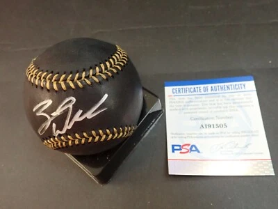 ZACK WHEELER PHILLIES SIGNED IN SILVER ON BLACK RAWLINGS MLB BASEBALL PSA CERT - Image 1 of 4