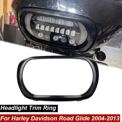 Bisel de anillo de ajuste de faros negro motor Road Glide 2004-2013 para Harley Davidson Foto 1 de 4
