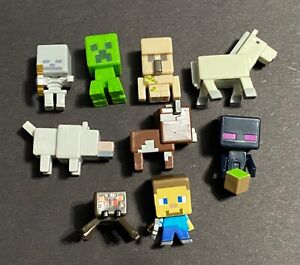 MINECRAFT Series 1 Mini Figures Lot of 9: Creeper, Cow, Horse, Wolf, Golem 