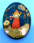 Lacquer Brooch Signed - Russian / Hand Painted by Artist K.B. 