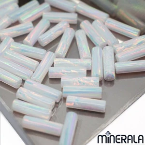 WHITE LAB CREATED SYNTHETIC OPAL BEADS ROUND CYLINDER TUBE VARIOUS SIZES WP0276A - Picture 1 of 8