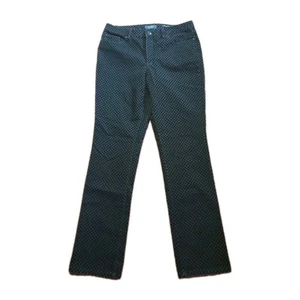 Charter Club Size 10 Flocked Houndstooth Lexington Straight Leg Jeans Black Gray - Picture 1 of 5