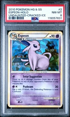 2010 POKEMON HEARTGOLD & SOULSILVER UNDAUNTED CRACKED ICE #2 ESPEON-HOLO PSA 8 - Image 1 of 2