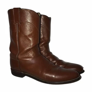 Justin Duralit Shortie Mens Western Boots 9B Narrow Brown Leather Mid Calf - Picture 1 of 10