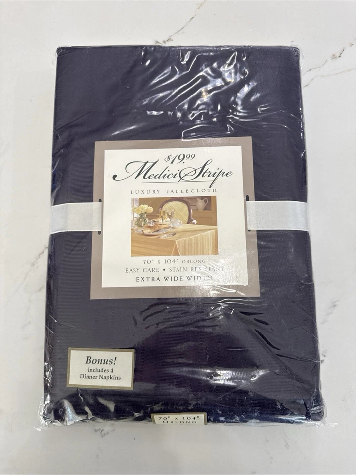 Vintage Medici Stripe Luxury Tablecloth 70” x 104” Oblong Extra Wide  - Image 1 of 4