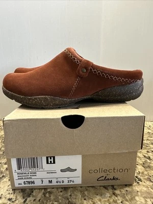 Clarks Collections Roseville Echo Mahogany Suede Clog Women Size 7 New With Box - Image 1 of 4