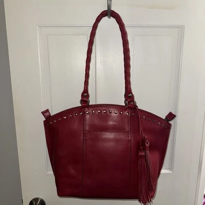 OOAK NWT PATRICIA NASH Red Leather Studded TOTE Shoulder Bag Sample - Image 1 of 4