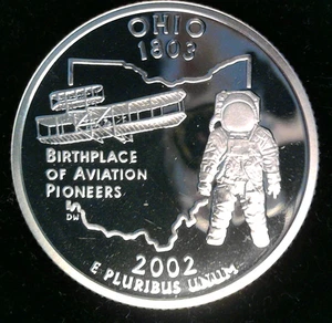 2002s Ohio State Quarter 90% silver cameo proof - Picture 1 of 2