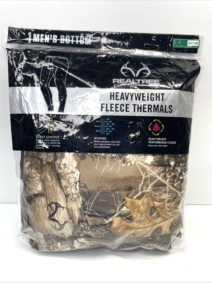 Mens Realtree Heavyweight Cotton Thermal Bottoms Base Layer Camo Sz XL - Image 1 of 3
