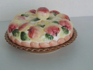 VTG Ceramic Covered Apple Pie  Pan Plate Dish With Lid  8 3/4"Chadwick Miller - Picture 1 of 8