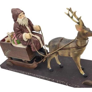 Großer Weihnachtsschlitten Rentier auf Rädern Plattform Weihnachten Urlaub Winter Dekor 21 Zoll - Bild 1 von 16