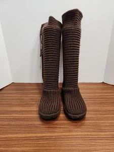 Ugg Australia 5 stivali donna 5819 maglia cardy maglione bottoni stivali marroni - Foto 1 di 11