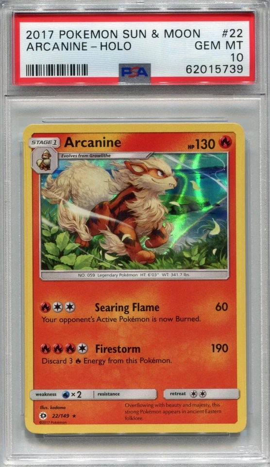 Very Low POP - 2017 Pokemon Sun & Moon Arcanine Holo 22 PSA 10 - Image 1 of 1