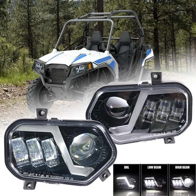 LED Headlight with Hi-Low beam DRL for Polaris Ranger RZR Scrambler 570 800 900D - Image 1 of 4