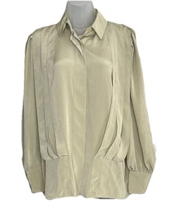 Vintage Tiziana Damen Top Large Salbei Langarm seidig Avantgarde W Germany - Bild 1 von 11