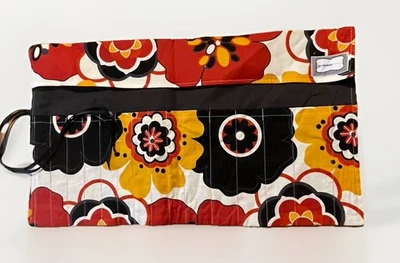 Estuche para agujas de tejer hecho a mano - Soporte de doble punta enrollable - Estampado floral retro Foto 1 de 4