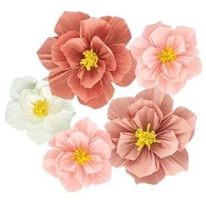 Mothers Day Gifts Pink Paper Flowers Artificial 3D Wall Décor 5 Pack Vintage - Picture 1 of 7