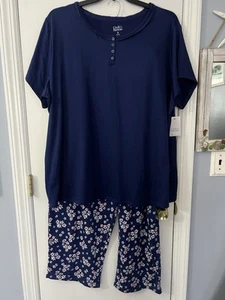 NEW! 2 Pc Women’s Croft&Barrow S/S Top & Pants Sleep/Lounge Set - Size 3X - Picture 1 of 10
