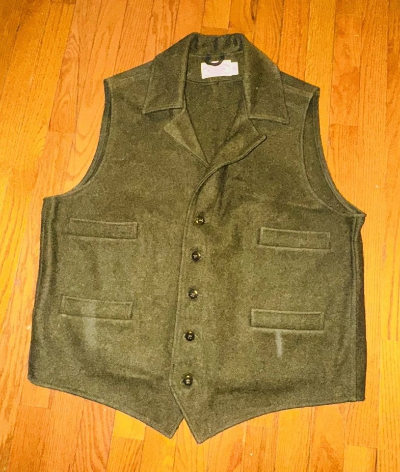 CC Filson Co 100% Wool Vest Western Style Forest Green Mens XXL Made In USA - Image 1 of 4