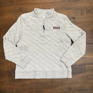 Vineyard Vines 1/4 Zip Girls XL Gray Quilted Pullover Whale Quarter Zip - Picture 1 of 5