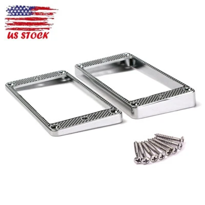 2Pcs Metal Humbucker Pickup Frame Mounting Rings for LP Les Paul Guitar Chromme - Image 1 of 4