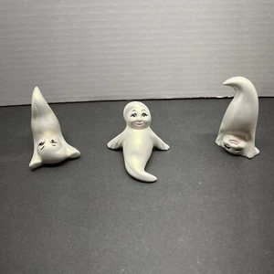 Ceramic Ghosts Set of 3 Vintage 1970s Hand Painted Halloween Adorable Shimmery - Picture 1 of 12