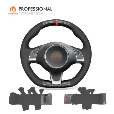 MEWANT  DIY Suede PU Carbon Fiber Steering Wheel Cover for Fiat Abarth 500 500C - Image 1 of 4