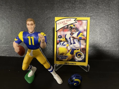 LOOSE 1990 STARTING LINEUP JIM EVERETT LOS ANGELES RAMS With One Card Cover