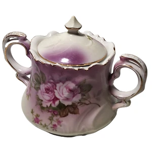 Vintage Lefton China Heavenly Rose Zuckerdose mit Deckel 2689 Rosa Rose Mauve Handbemalt - Bild 1 von 15