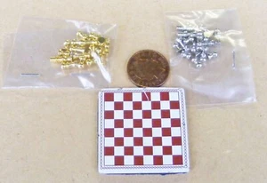 Dolls House Metal Chess Set And Board 1:12 Scale Miniature Accessory V75 Tumdee - Picture 1 of 7