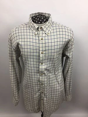 MINE Mens Long Sleeve Shirt Brushed Cotton Medium Blue Plaid - Image 1 of 3