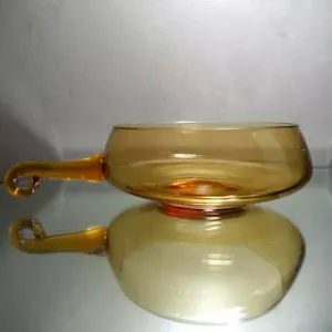 MCM Bernstein handgeblasen Kunstglas Soßenpfanne Schüssel - Bild 1 von 12