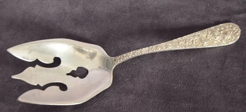 STIEFF ROSE Sterling Silver 8" Serving Spoon Fork SPORK? Cover