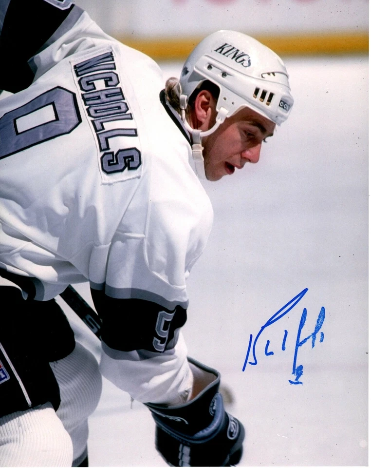 FOTO FIRMADA AUTOGRAFIADA 8X10 DE BERNIE NICHOLLS LOS ANGELES KINGS CON CERTIFICADO DE AUTENTICIDAD Foto 1 de 1