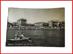 cartolina bellaria di rimini spiaggia 1955 viaggiata postcard bianco e nero - Bild 1 von 2